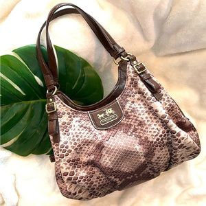 Coach- cloth snakeskin print purse. Excellent condition!